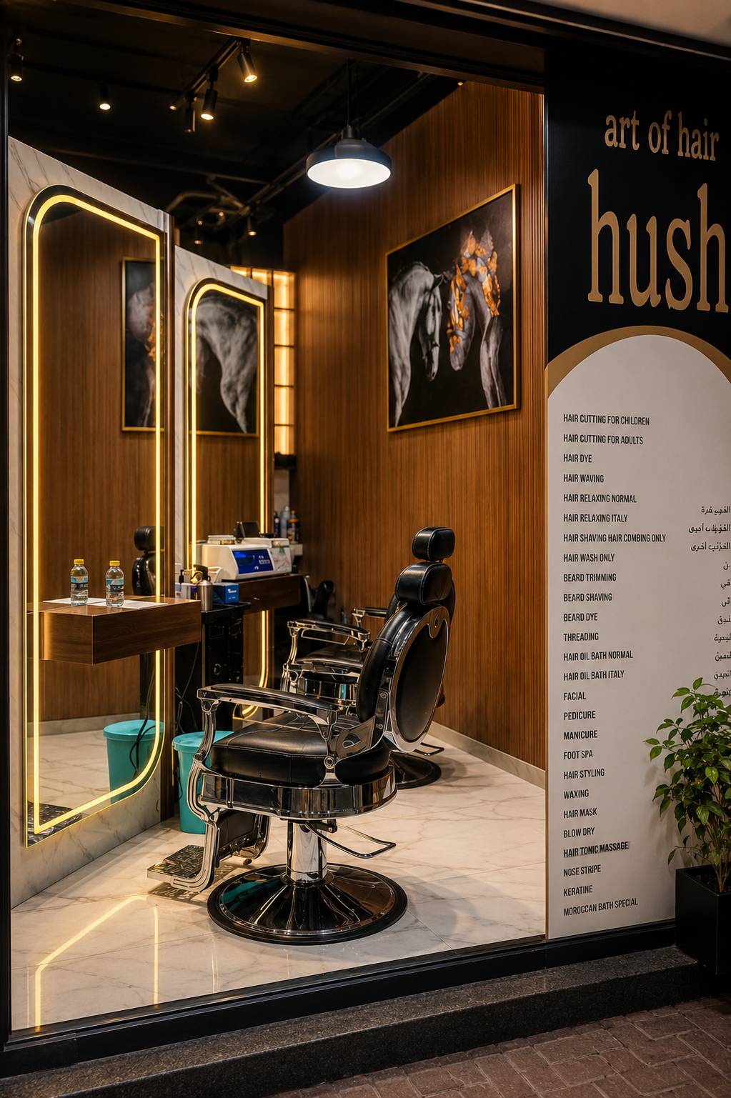 Professional barber station view