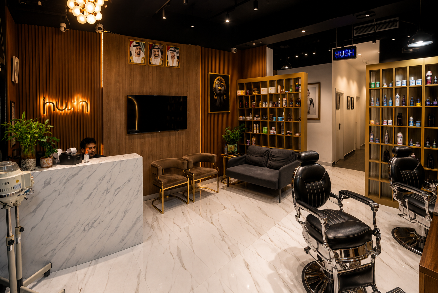 Professional wide-angle salon interior